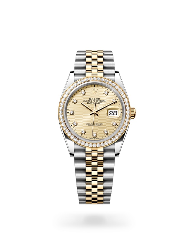 Rolex Datejust 36 in Oyster, 36 mm, Oystersteel, yellow gold and diamonds - M126283RBR-0031 at Woo Hing Brothers