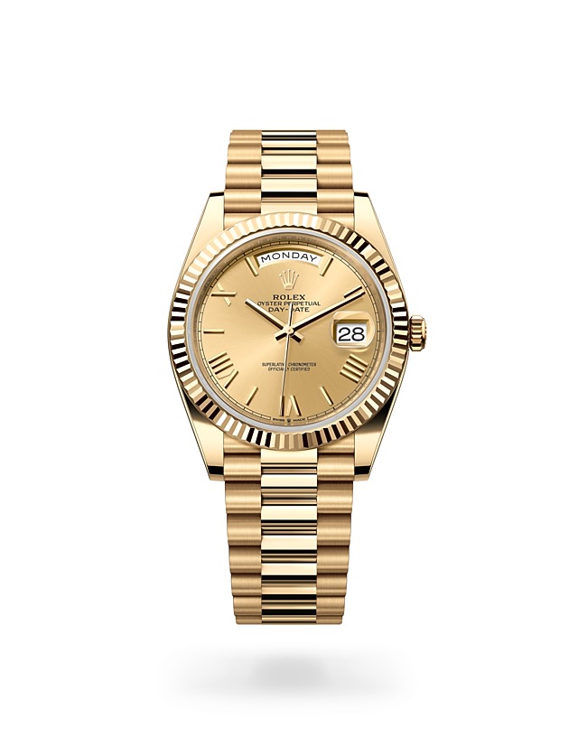 Rolex Day-Date 40 dalam Oyster, 40 mm, emas kuning - M228238-0006 di Woo Hing Brothers