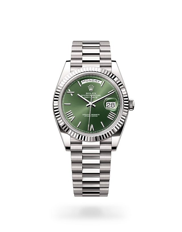 Rolex Day-Date 40 in Oyster, 40 mm, white gold - M228239-0033 at Woo Hing Brothers